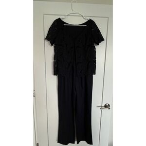 $495 Tory Burch Avalon Jumpsuit Navy Blue – Size 6